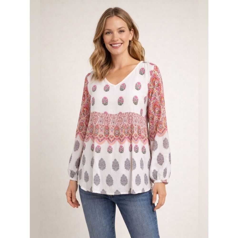 Sundance Pink and White Floral Blouse